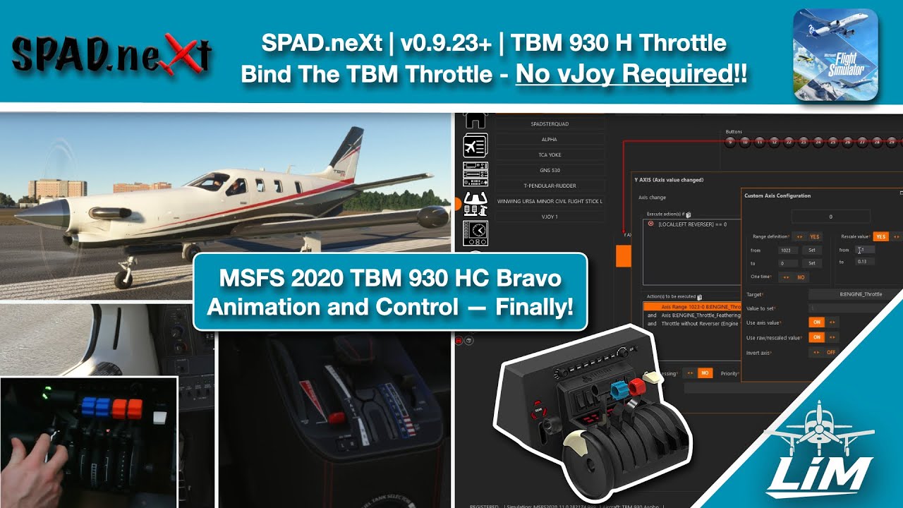 MSFS | SPAD.neXt 0.9.23+ | TBM 930 Throttle Binding - Animation Included