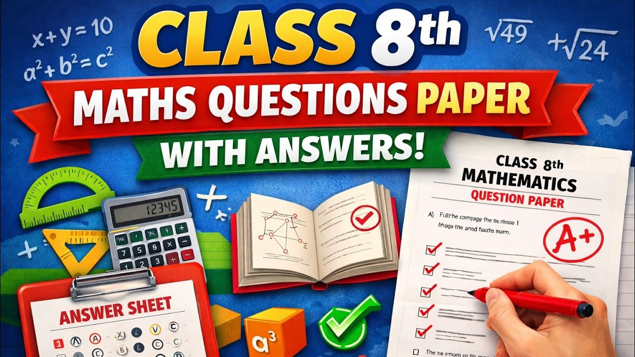 Class 8th Mathematics Questions paper with answers (second term exam)