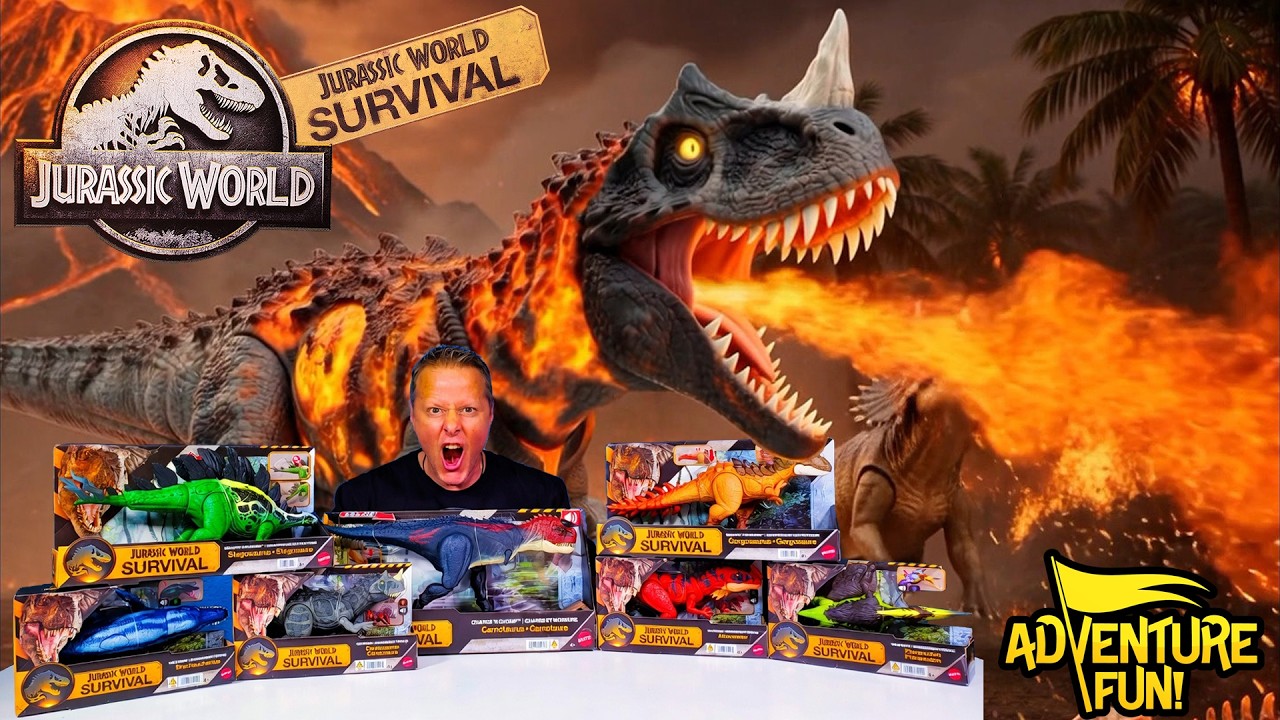 Jurassic World Survival Dinosaurs Light-Up Attack Ceratosaurus, Carnotaurus & T-Rex Toys Review!