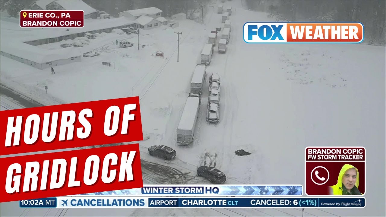 Traffic Remains Gridlocked In Pennsylvania's Erie County As Lake-Effect Snow Clogs Highways