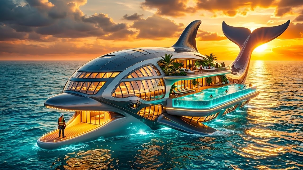 I Built a SECRET Luxury House Inside a GiantDolphin on the Ocean (ASMR No Talking)