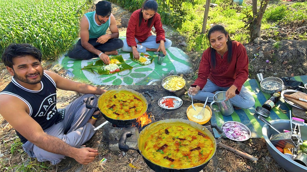 Making Kadi Chawal at Motor 🤤😍 | Different tarike nal  khade kadi chawal 🥀🌳