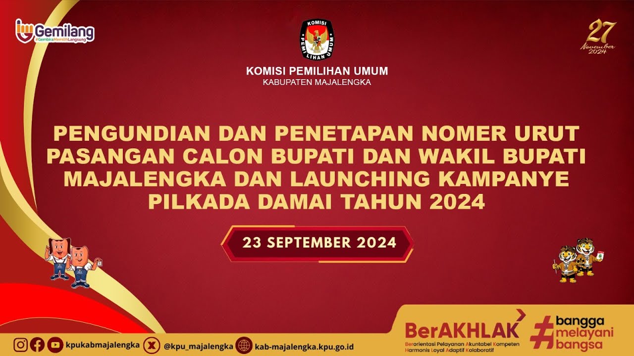 PENGUNDIAN DAN PENETAPAN NOMER URUT PASANGAN CALON BUPATI DAN WAKIL BUPATI MAJALENGKA TAHUN 2024