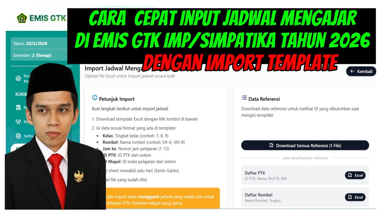 Cara Input Jadwal Mengajar dengan Import Template di EMIS GTK IMP Tahun 2026