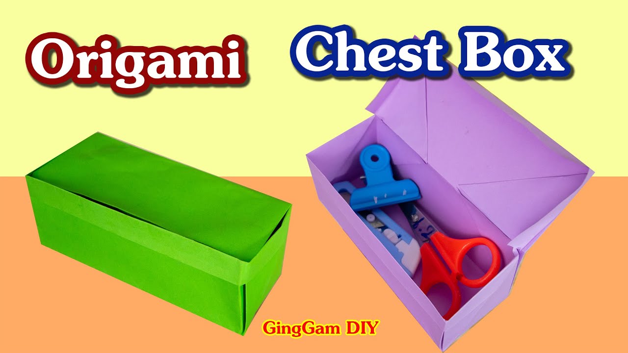 สอนพับกล่องมีฝาปิดด้วยกระดาษแผ่นเดียว - How to make a paper chest box #กิ่งแก้มdiy