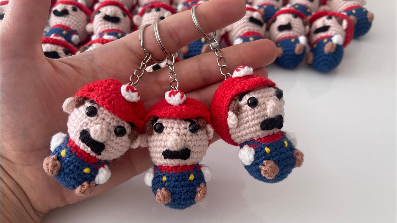 Mini amigurumi Mario anahtarlık yapılışı / Mario anahtarlık sesli anlatım (part 1) 