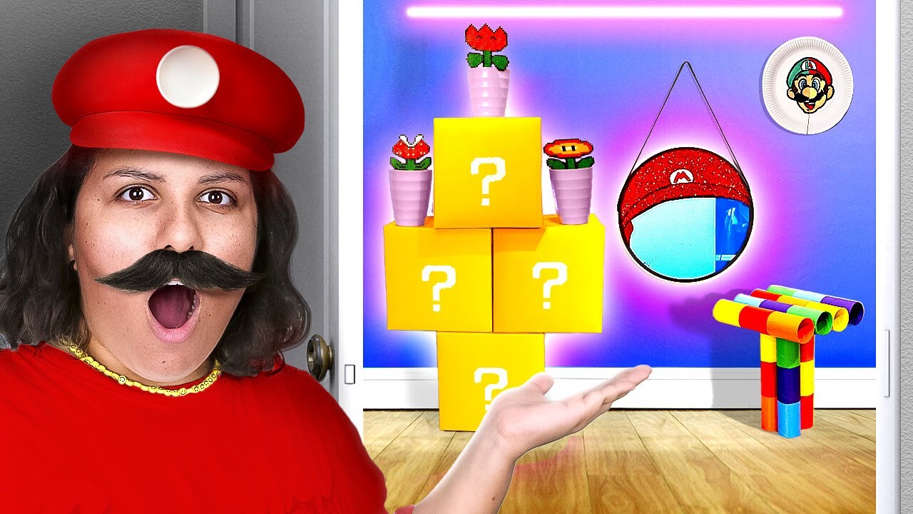 Super Mario Room Makeover 😍🤩 Artigianato fai-da-te per una perfetta camera da letto di Mario