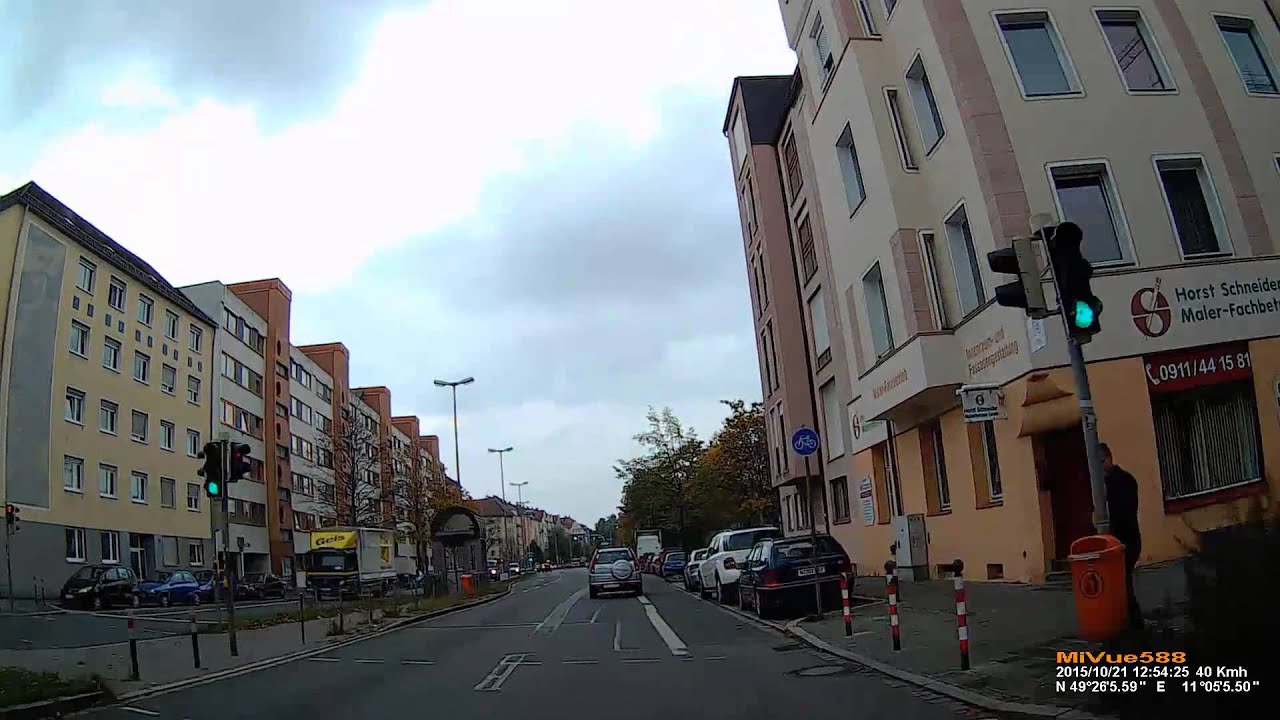 D: Nürnberg. Fahrt Ingolstädter Straße durch die Südstadt bis Frauentorgraben. Oktober 2015