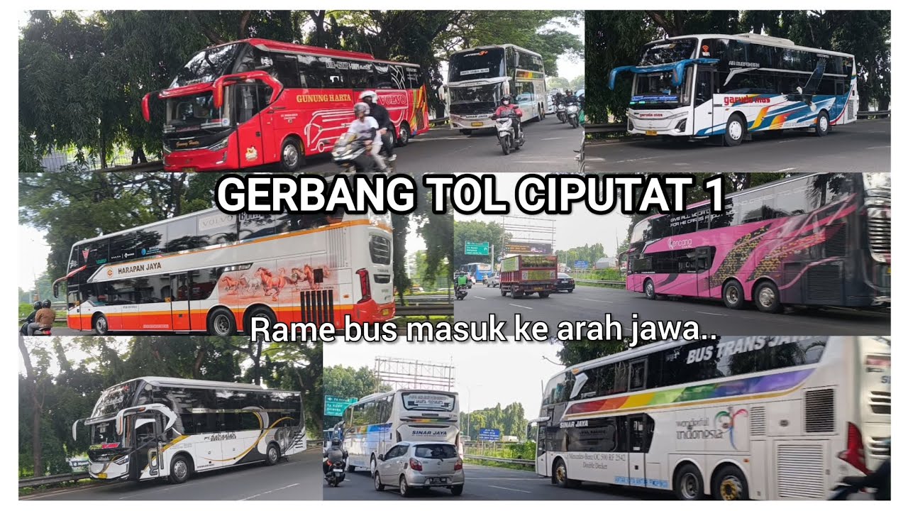 HUNTING BUS DI GERBANG TOL CIPUTAT 1 || BANYAK BUS MEWAH LEWAT SINI