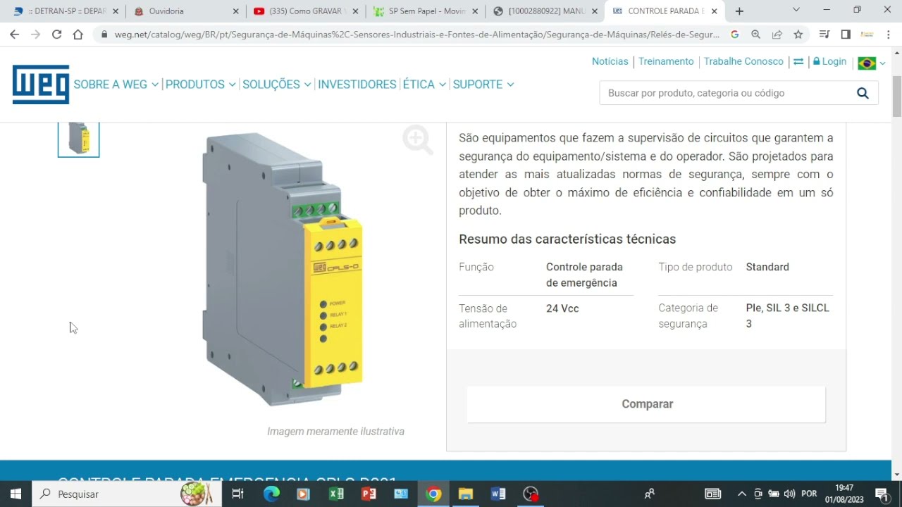 Relé de segurança CPLS D Weg