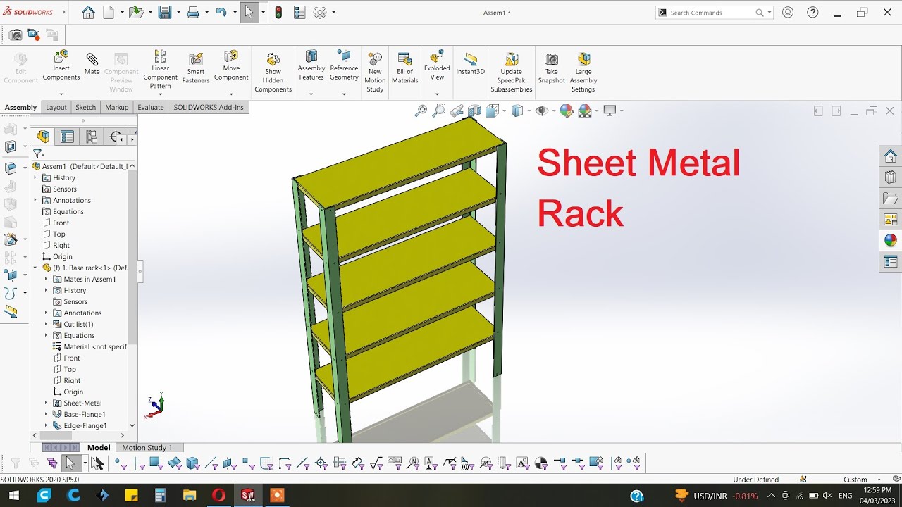 How to make steel rack in SolidWorks | Solidworks Design Rack - size 1000 x 300 mm