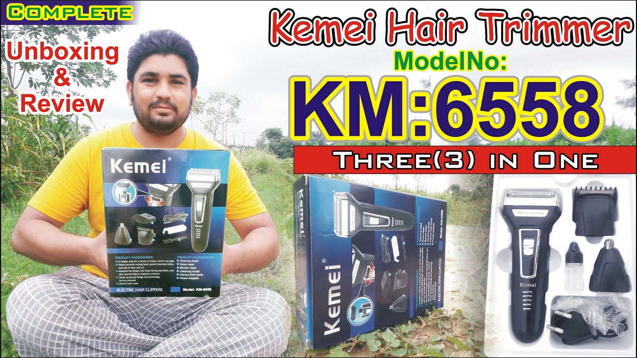 Kemei Hair Trimmer Model KM 6558 complete unboxing and Review. Kemei 3 in 1 Hair Remover 