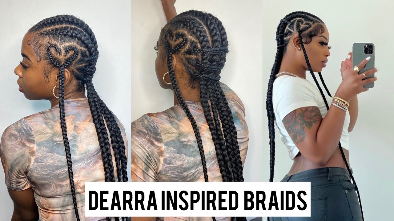 Straight Back Stitch Braids On Myself| Dearra Inspired 🤍