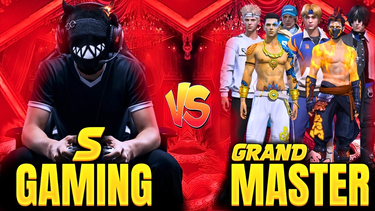 S GAMING VS GRAND MASTER PLAYER💀| 1 VS 6 FULL CUSTOM GAMEPLAY🎮| 99% HEADSHOT RATE⚡|GARENA FREE FIRE🔥
