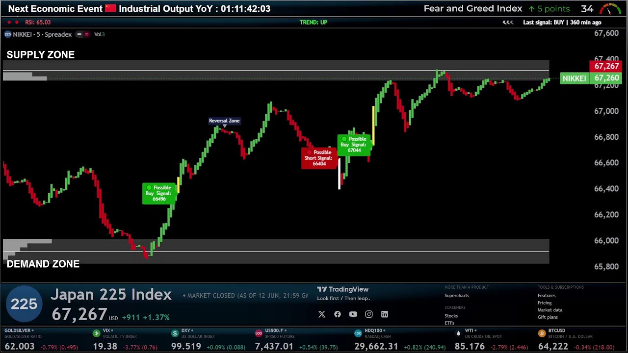 NIKKEI NIK225 ( M5 )  INDEX Educational Chart  Tokyo Stock Exchange JPN225