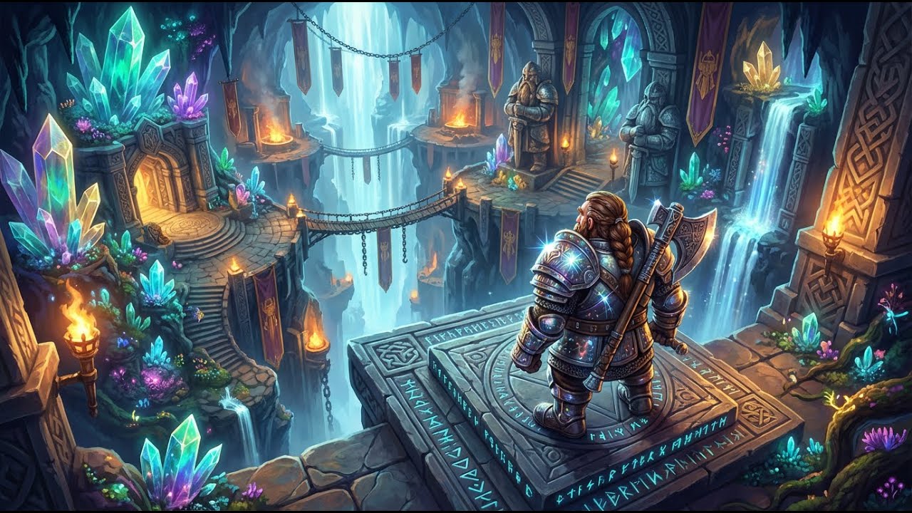 Fantasy Medieval Music Dwarf – Crystal Fortress Ambient for Focus and Calm