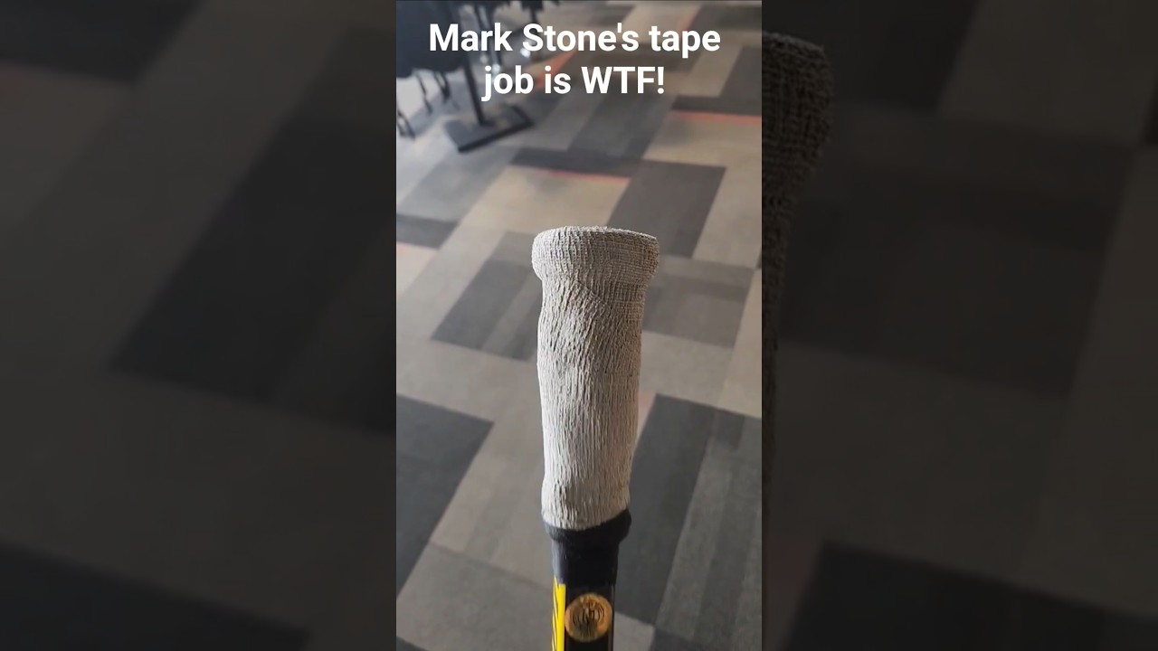 A close-up of Golden Knights' Mark Stone's stick tape job #nhl #goldenknights #hockey #hockeysticks