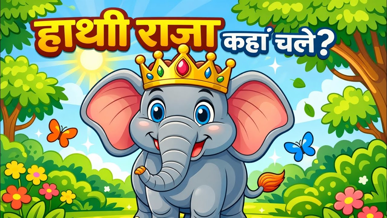 हाथी राजा कहाँ चले? 🐘 | मजेदार जंगल कविता | Kids Hindi Rhyme | Storiesby_Momo