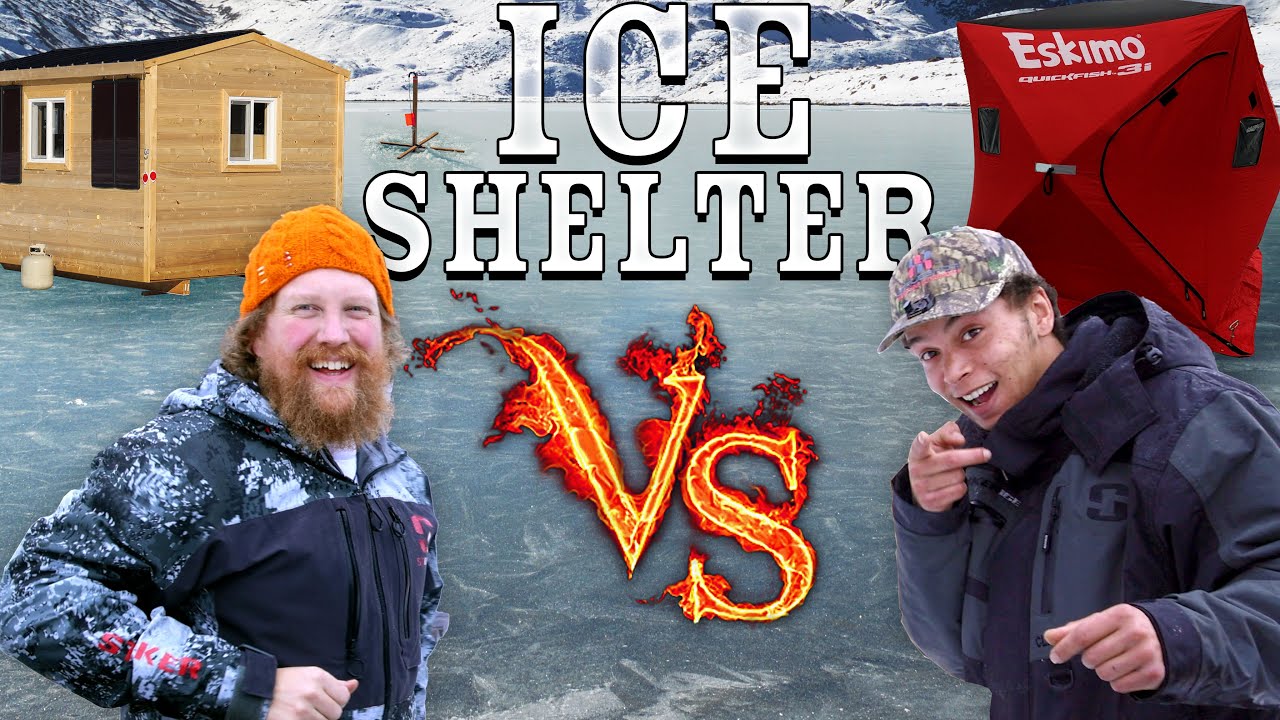 Pop Up Vs. Permanent Ice Fishing Shelter | Overnight on the Ice