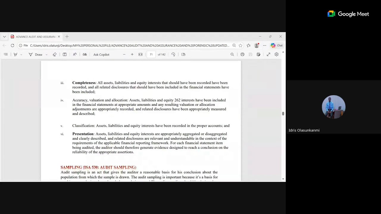 ADVANCE AUDIT AND ASSURANCE CHAPTER 8: AUDIT EVIDENCE