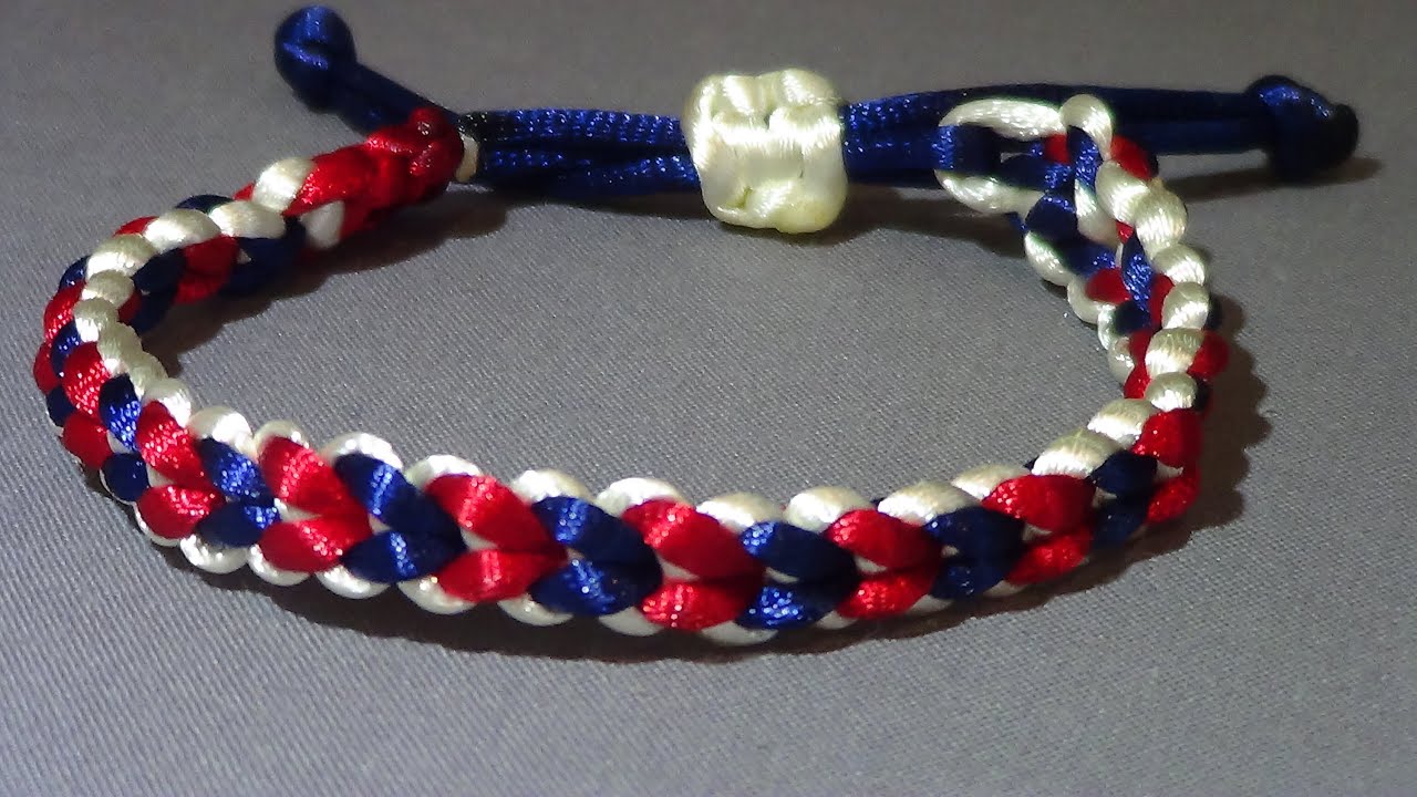 Pulsera Kumihimo espiga bicolor cierre nudo plano bien explicado