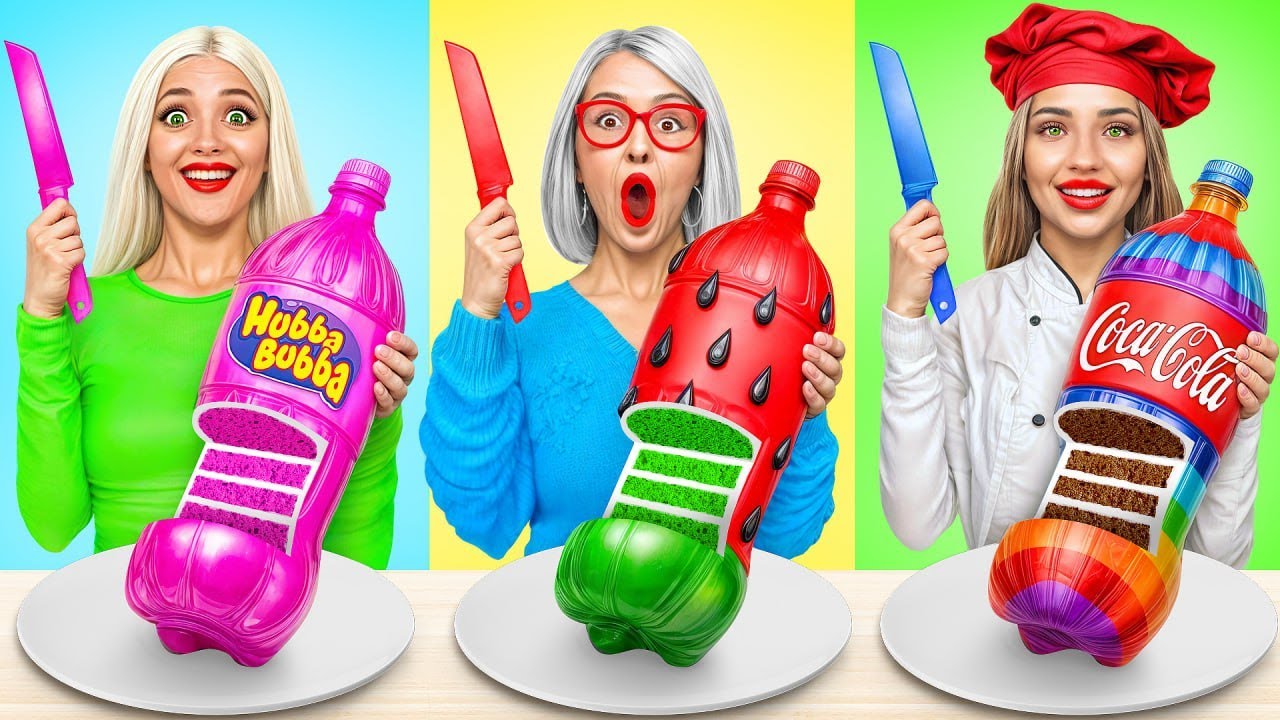 Me Vs Grandma Cooking Challenge! Cake Decorating & Easy Secret Hacks by RATATA BRILLIANT