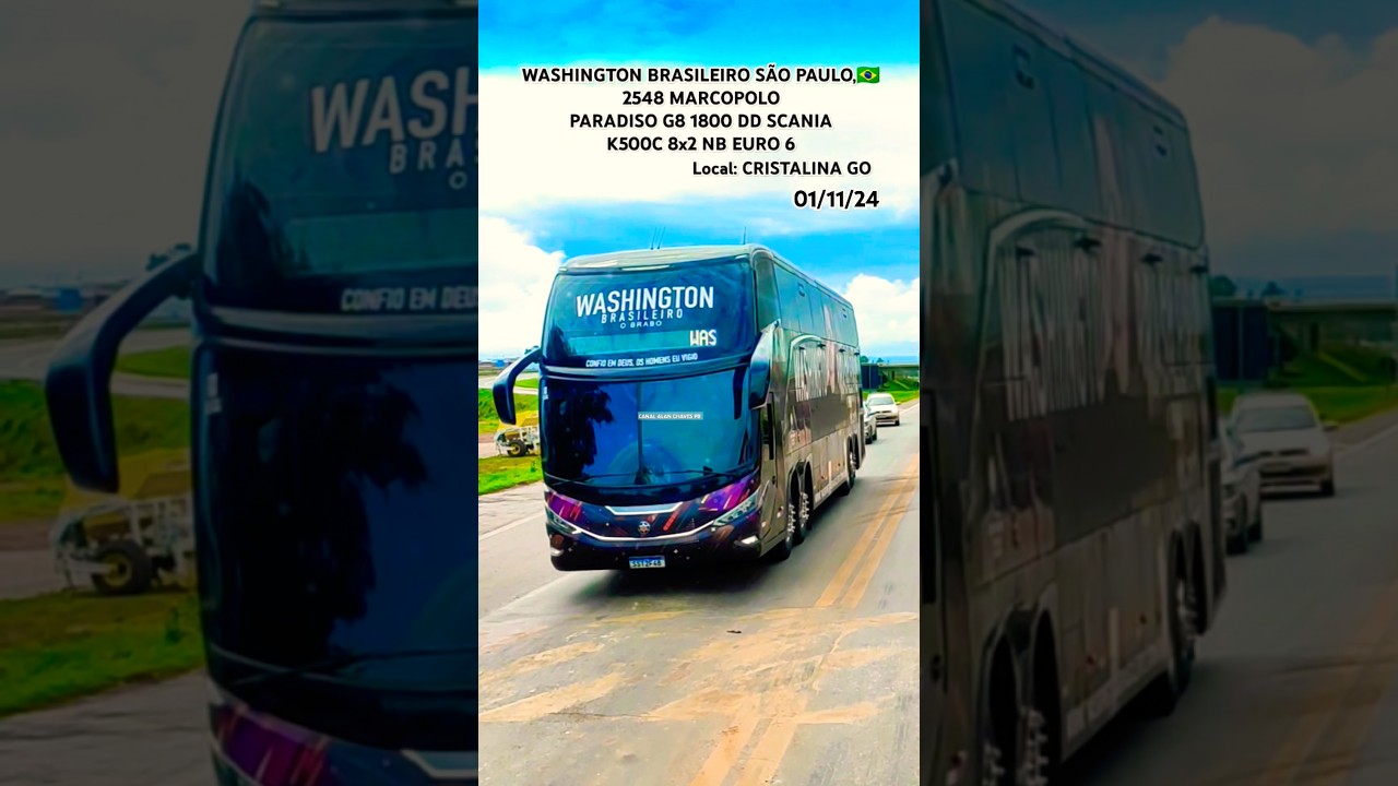 WASHINGTON BRASILEIRO 2548 M.P. G8 1800 DD SCANIA #onibus #viagem #musico #cristalina #goi&aacute;s #shorts