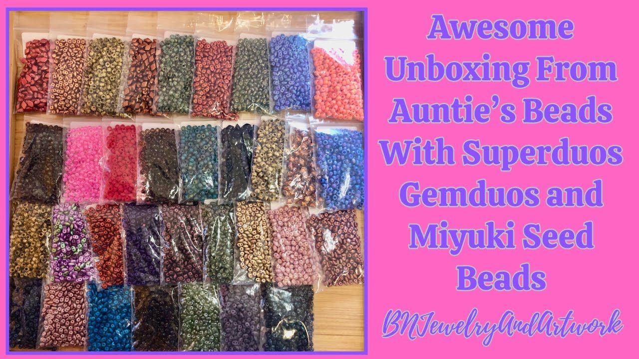 Aunties Beads Unboxing - Superduos, Gemduos and Miyuki Seed Beads #handmade #jewelry #earrings #diy