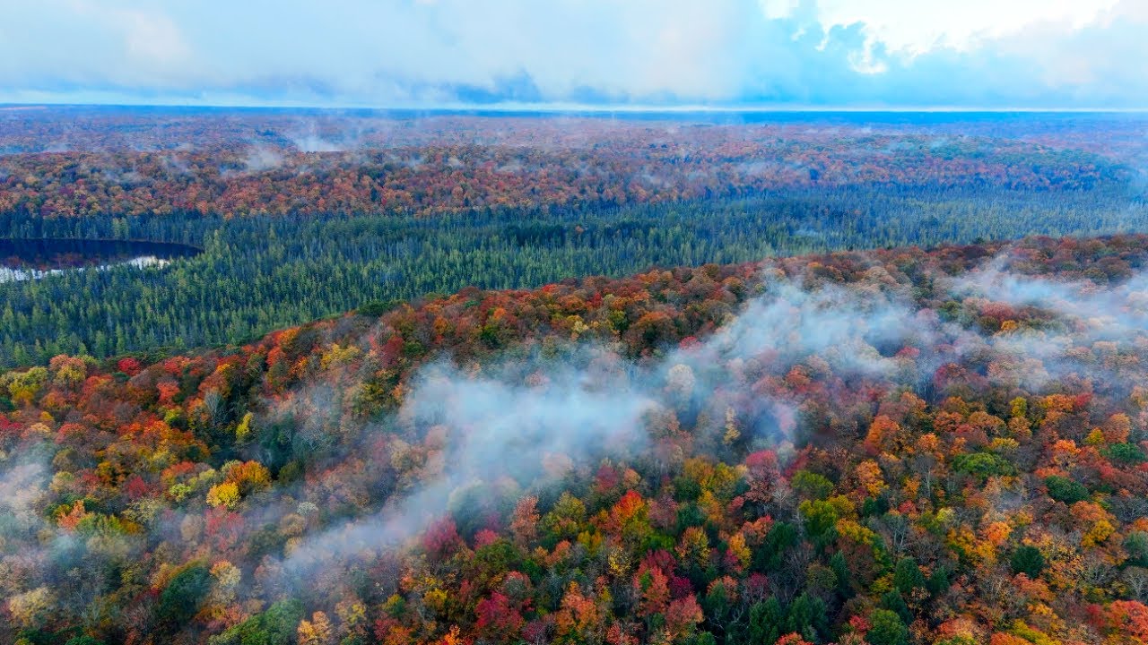 Autumn in the Ontario Canada Highlands, Peaceful River and Forest Scenes on Thanksgiving Weekend