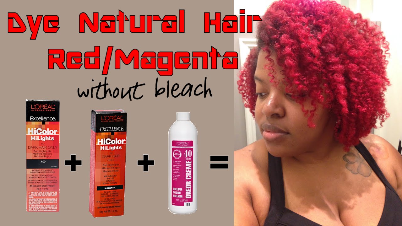 Dye Natural Hair Red or Magenta without Bleach using L'Oreal HiColor Hilights in Red & Magenta