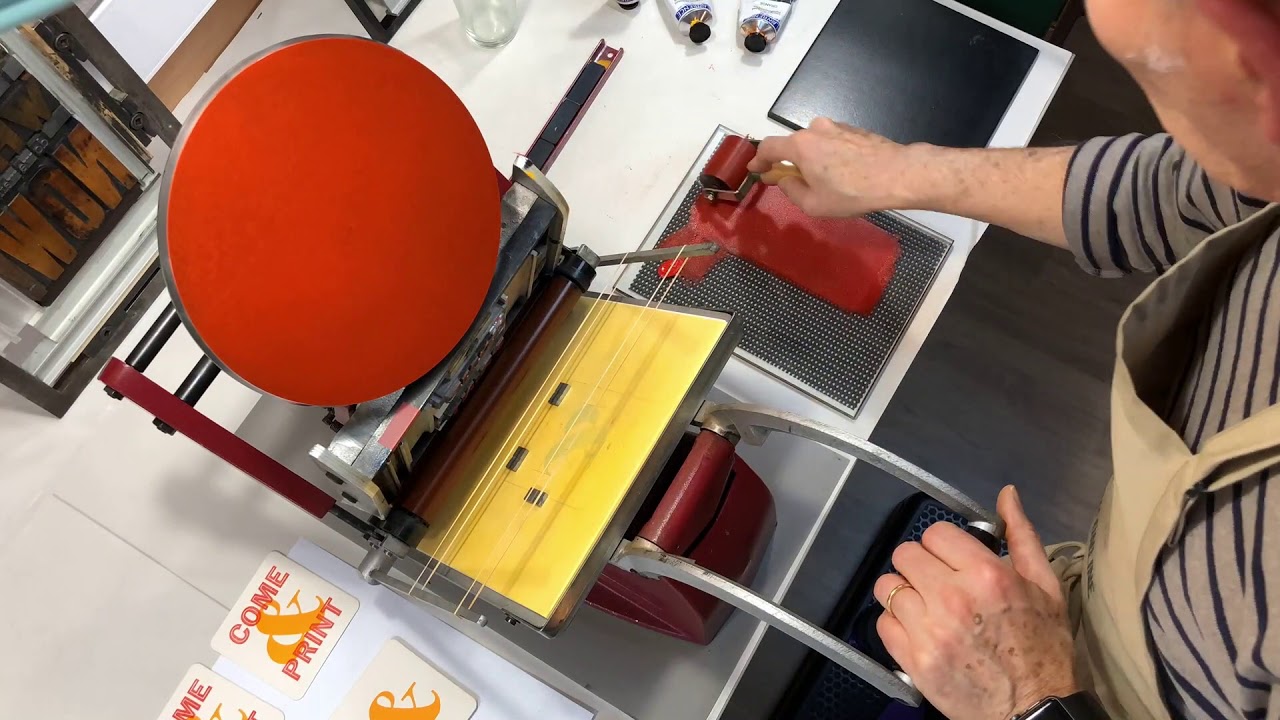 Letterpress printing on an Adana press