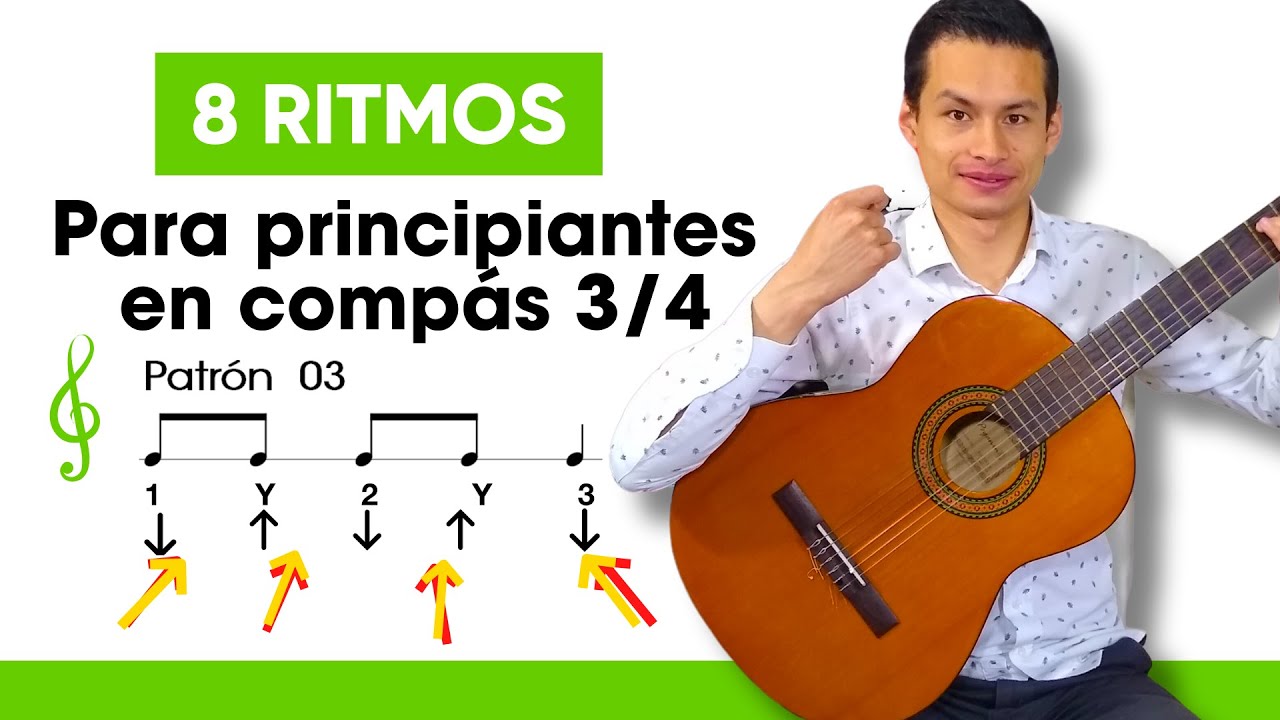 ↘8 RITMOS de 3/4 en Guitarra acústica 😁 para principiantes ↘✅