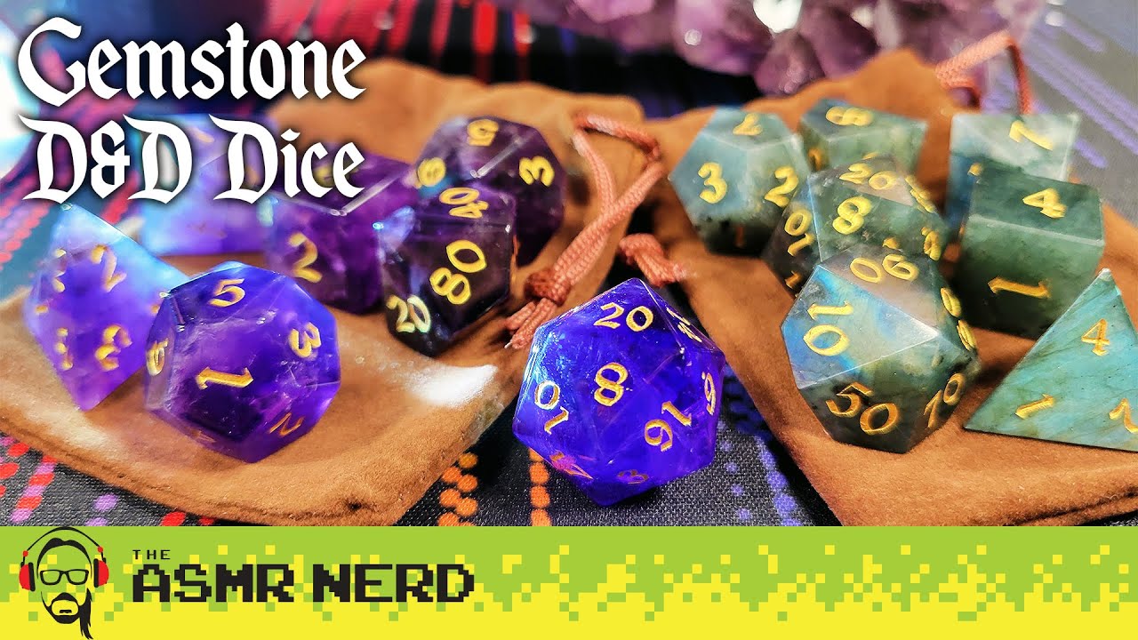 Natural 20! 🎲 Gemstone Dice ASMR ft. Amethyst & Labradorite DnD Dice Sets from MAGISEVEN [whisper]