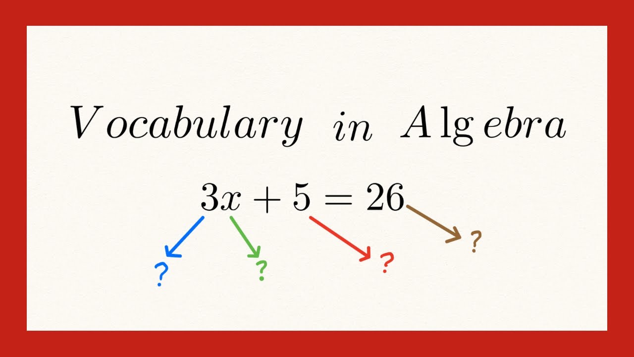 Vocabulary in Algebra: Understand The 6 Most Common Words Used In Algebra.