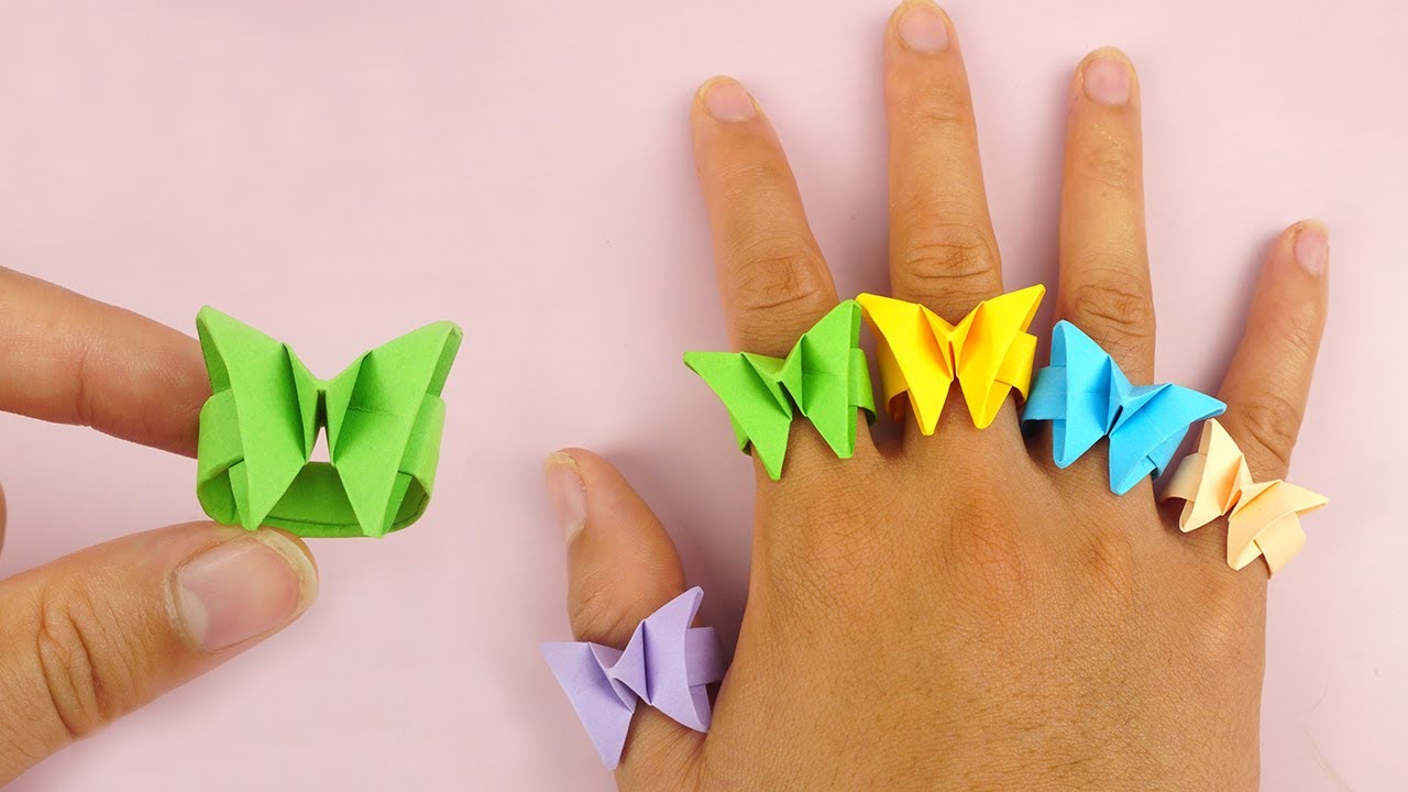 Como hacer anillos de papel en forma de mariposa / Anillos de origami