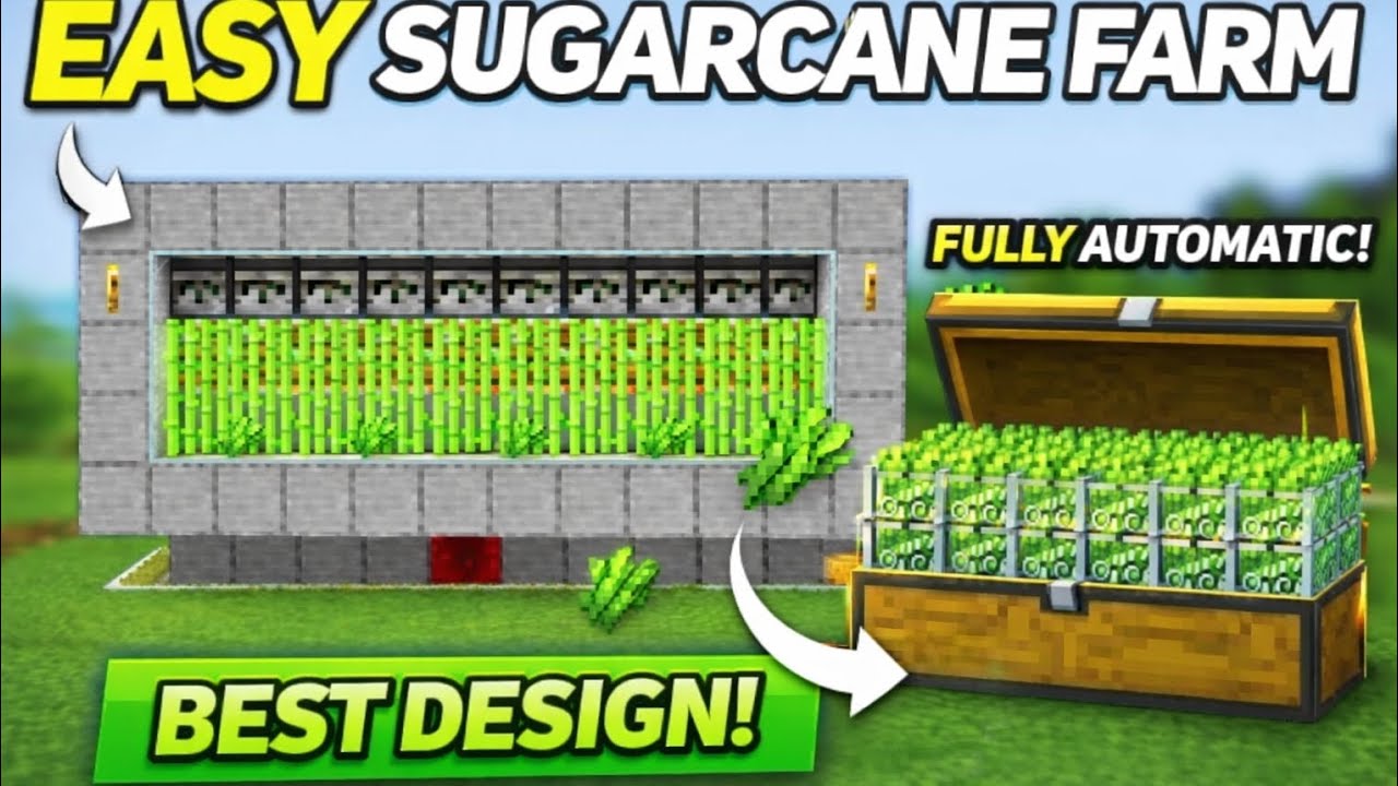 Easiest Fully Automatic Sugarcane Farm in Minecraft All Versions | Unlimited Sugarcane Tutorial 🌿🔥