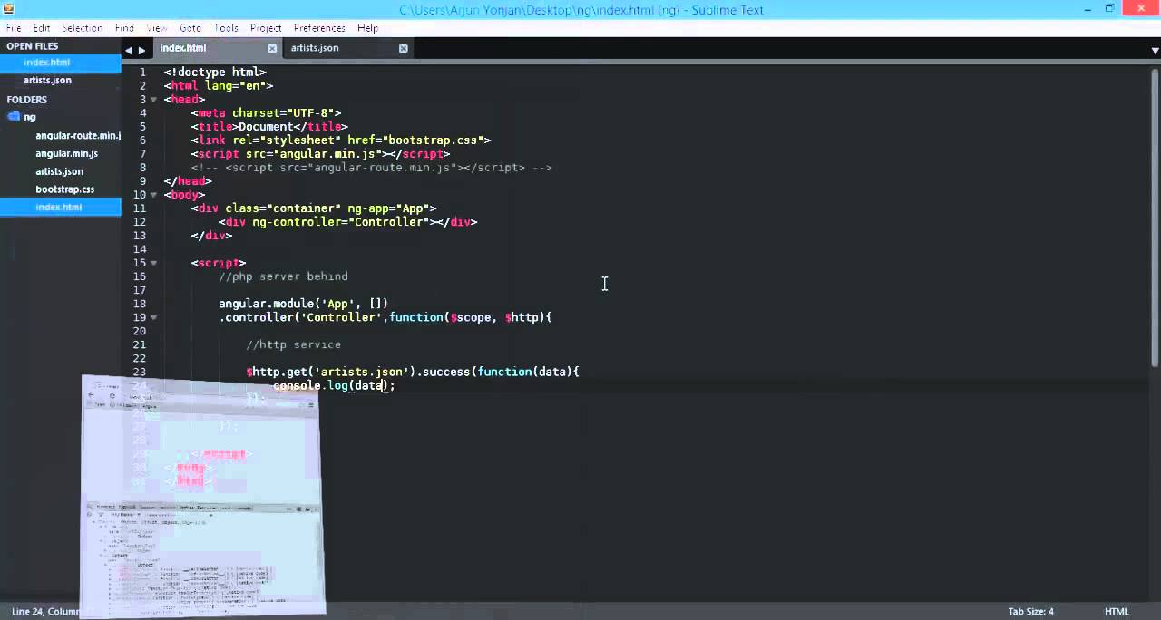 angularjs $http service  ajax request artists json and ng repeat them 720p