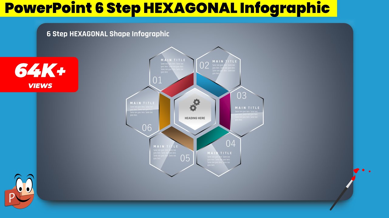 18.Graphic design | Office 365 | Free PowerPoint Templates | 6 Step Glossy Infographic