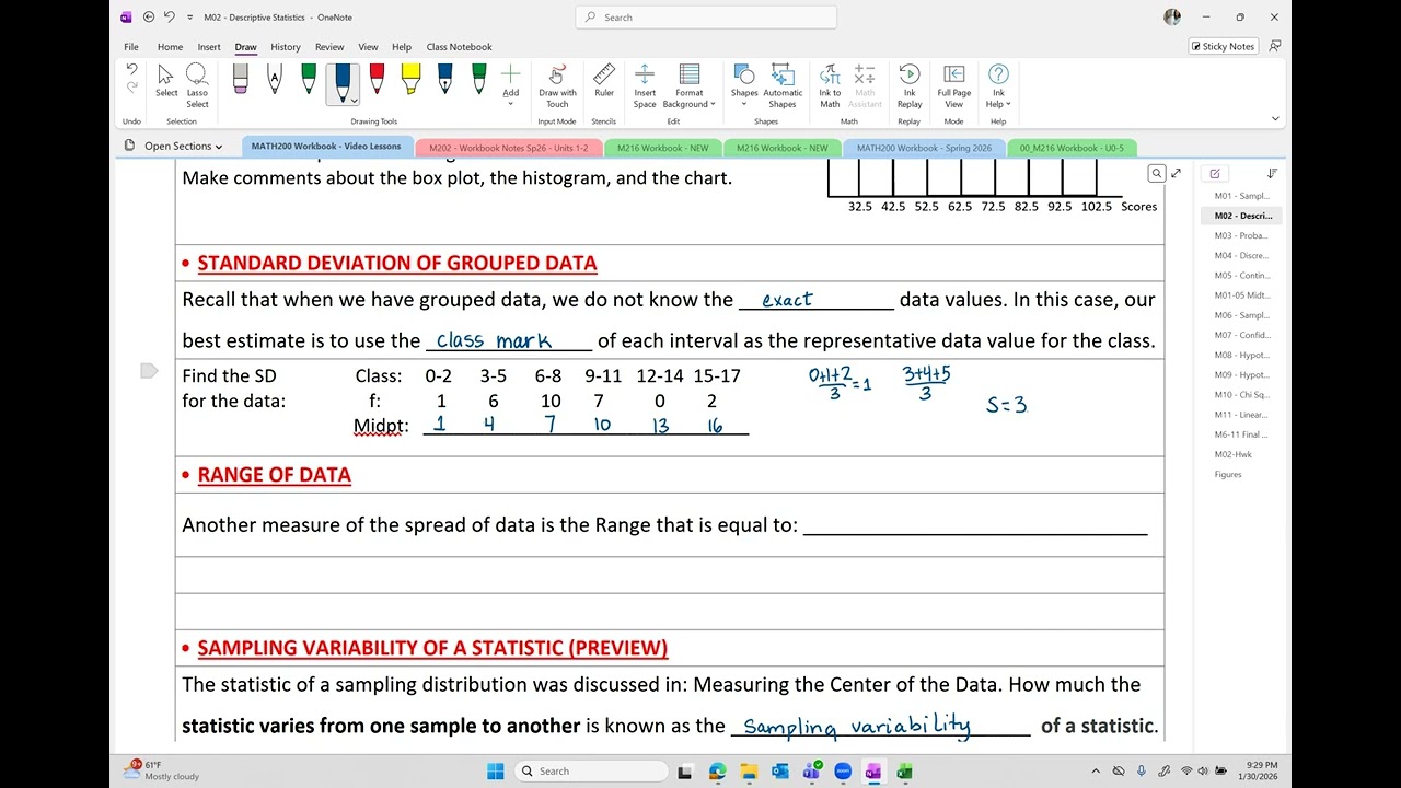 Statistics OER - Section 2-7-c  Measures of Spread for Grouped Data