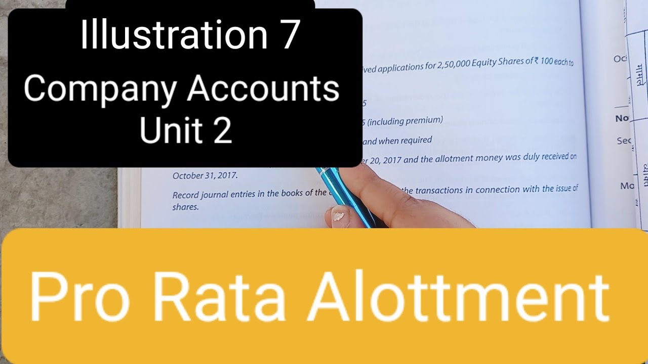 Illustration 7 || Pro Rata Allotment || Company Accounts || Unit 2|| Ca Foundation || 12th class.