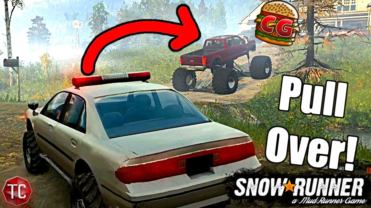 SnowRunner: COPS vs CRAZY MONSTER TRUCK DRIVER!!