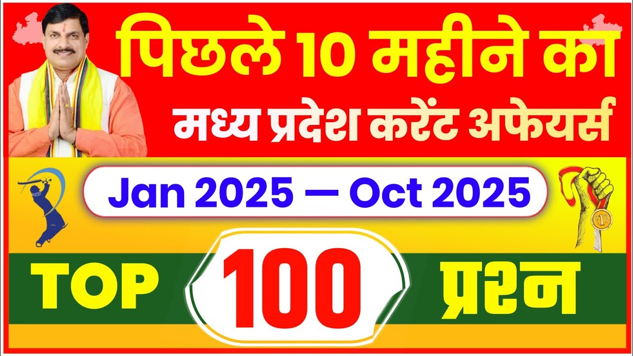 MP Current Affairs 2025 | Jan - Oct 2025 MP Current | MP Special Current Affairs | ROYAL STUDY |