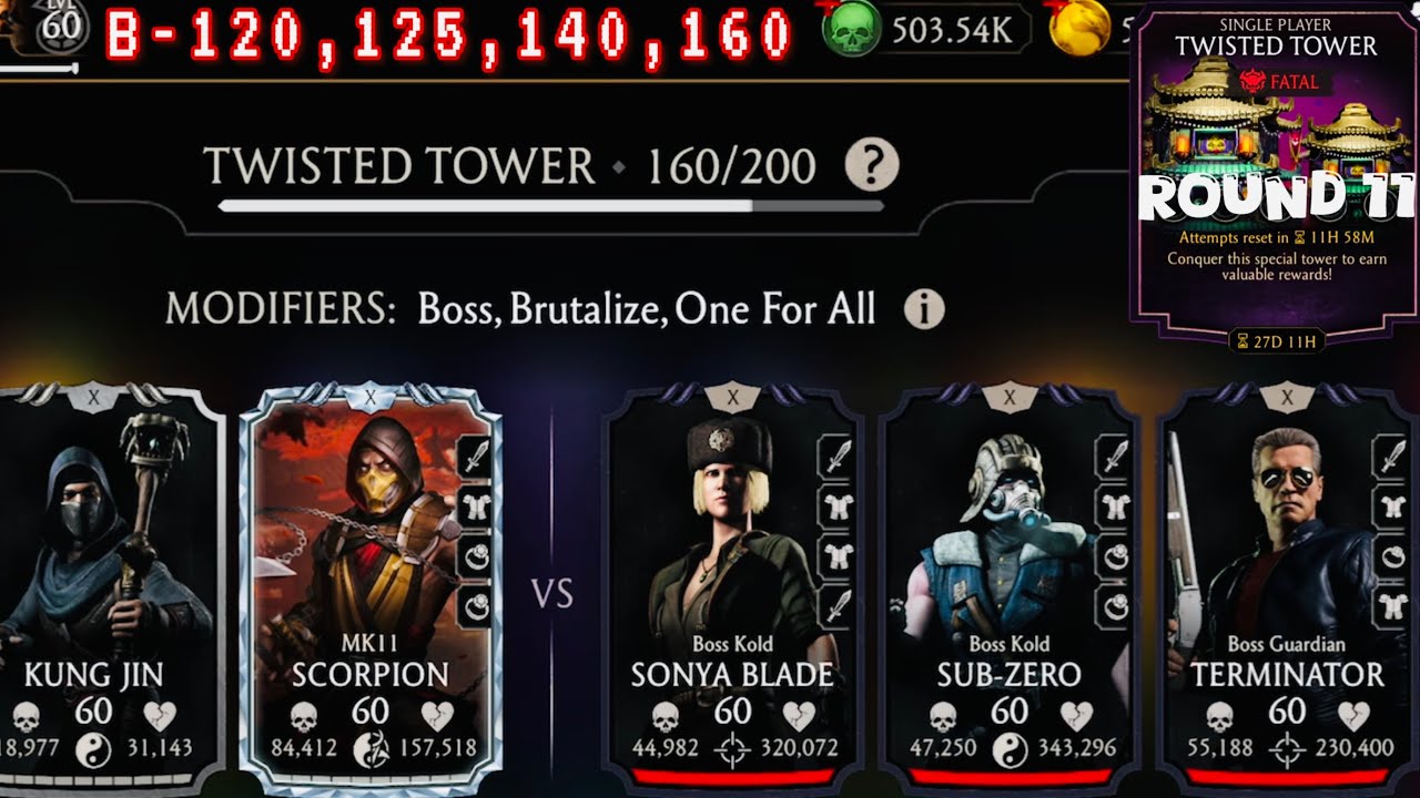 Fatal Twisted Tower 160 & 120, 140 Fight + Reward MK Mobile | MK11 Characters Gameplay