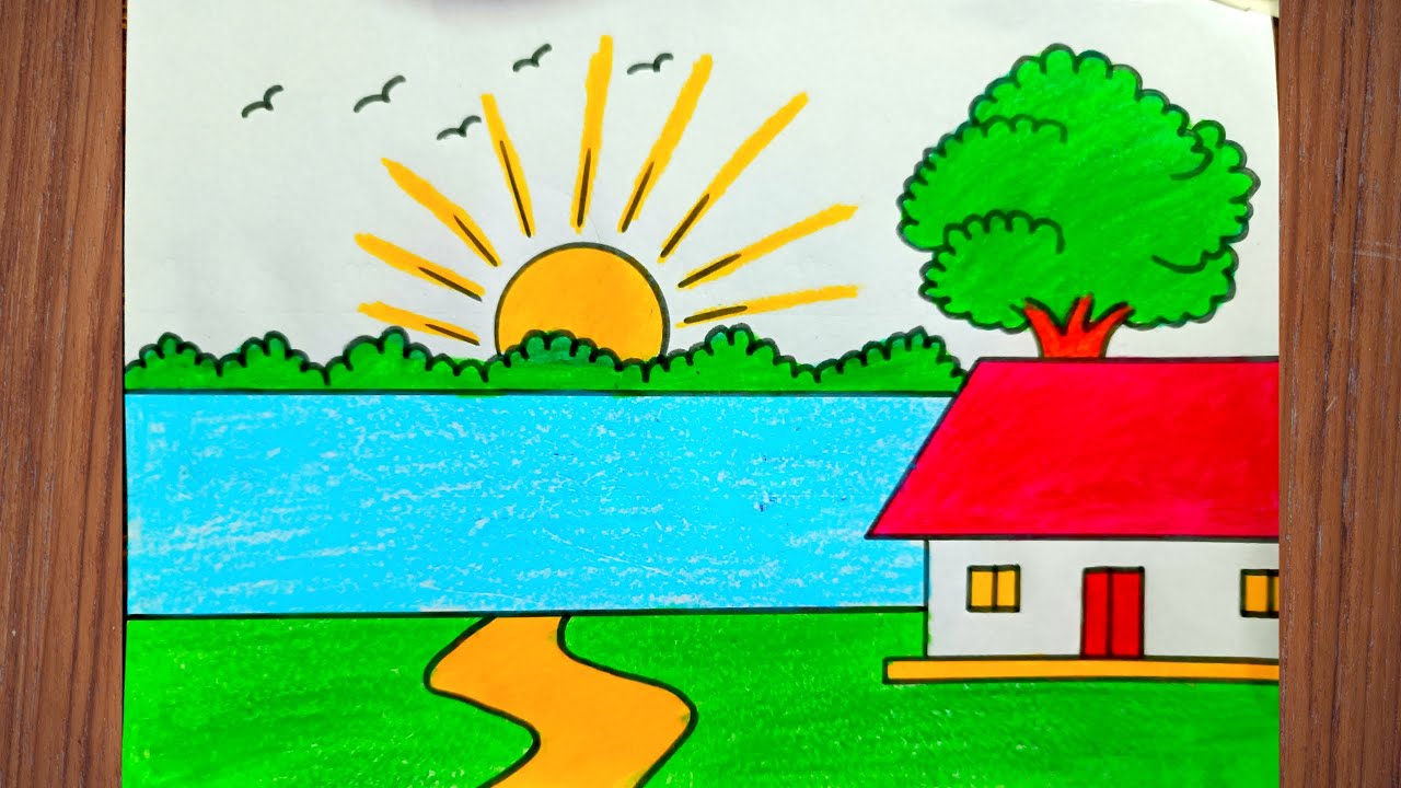 #Scenery drawing #How to draw beautiful scenery drawing with colour #Scenery drawing very easy ❤️❤️
