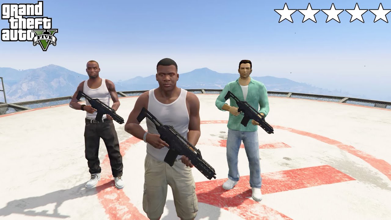 Franklin, CJ & Tommy Vs 5 Star Police Chase - GTA 5