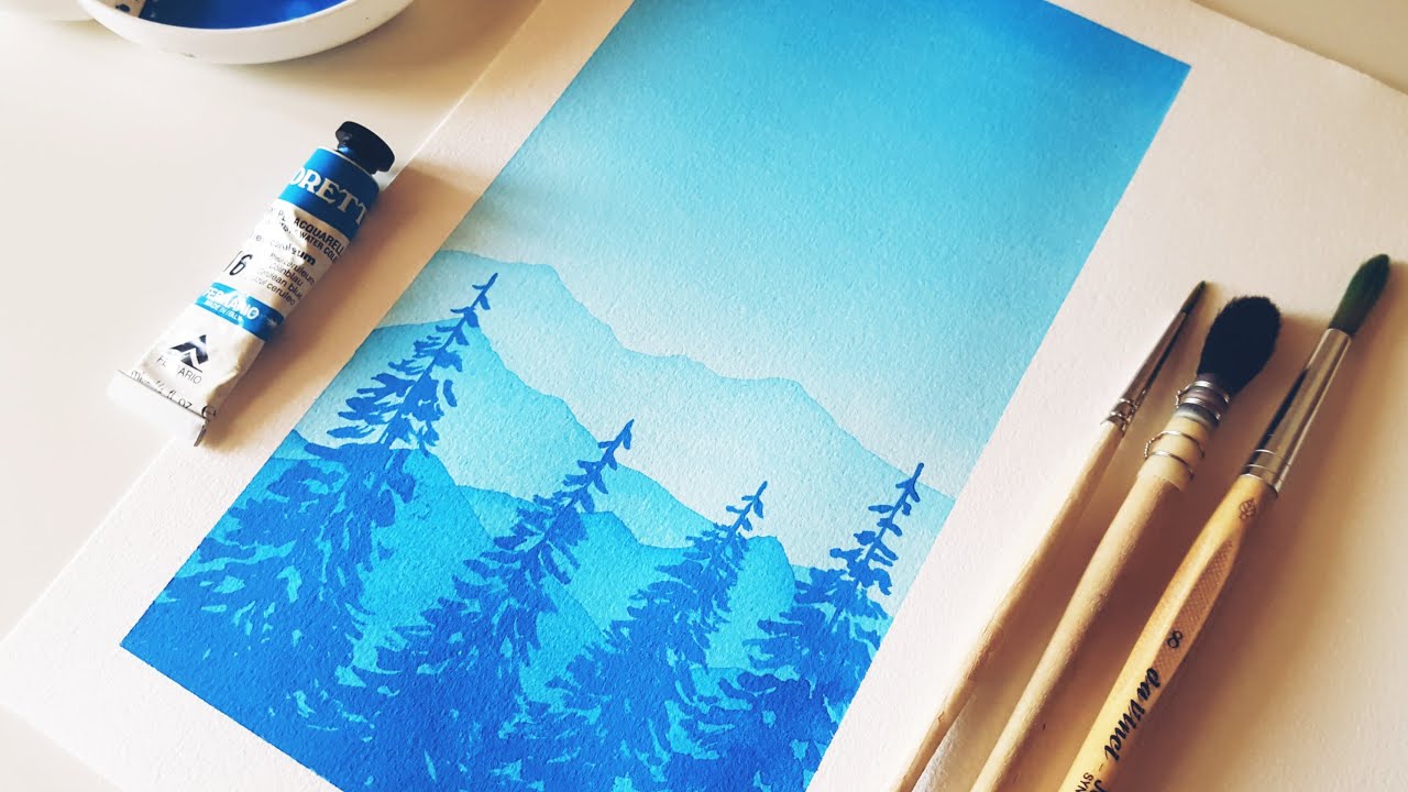 How to Paint with ONE Color// Watercolor Tutorial// Monochrome Painting