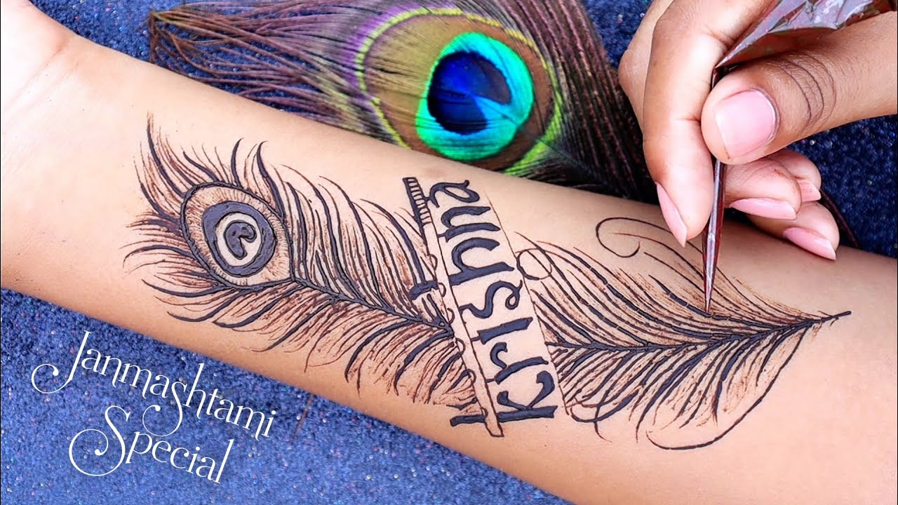 Janmashtami 2021 special mehndi design | Simple  peacock feather tattoo design | Mehndi Creations