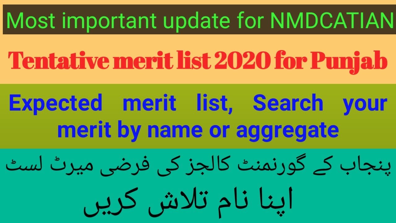 Tentative merit list 2020/Expected merit list/mdcat 2020/mdcat 2020 latest news