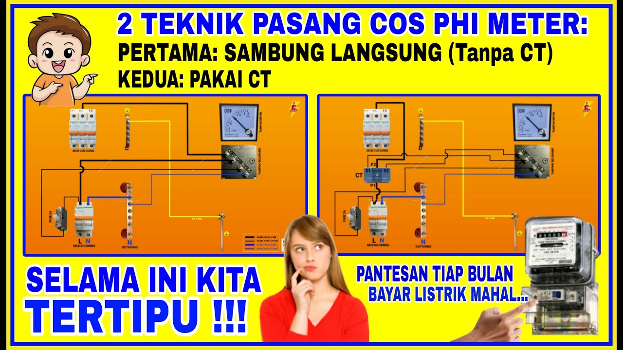 🟡 CARA BENAR PASANG COS PHI METER (Ayo cari tahu penyebab TAGIHAN LISTRIK MAHAL)