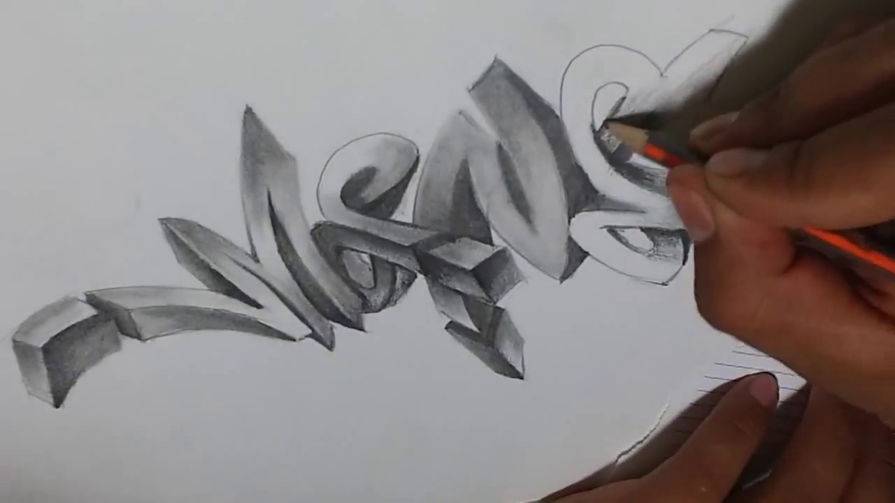 Como hacer Graffiti 3D a Lápiz //  How to make Graffiti 3D to Pencil